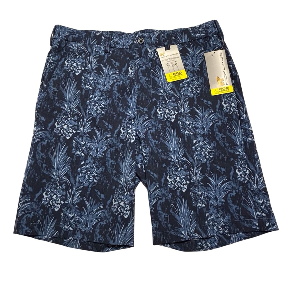 Nicklaus Blue Pineapple Men's Shorts Moisture Wicking Sun Protection Stretch
